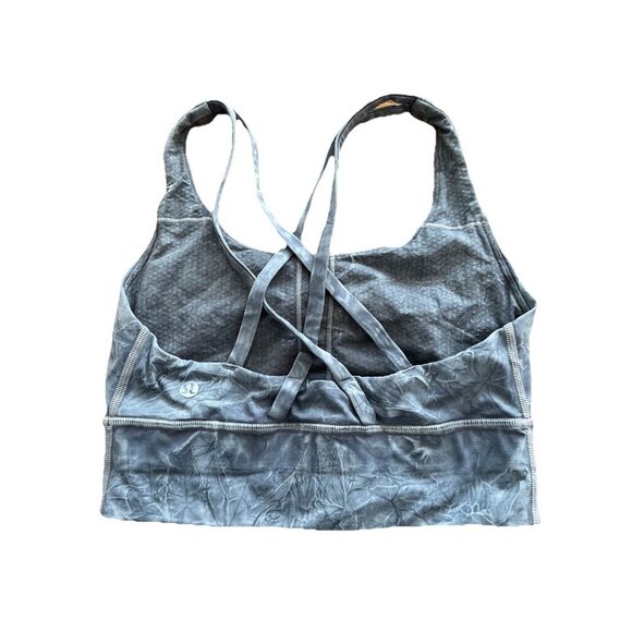 Lululemon Energy Bra Long Line Ice Dye Top Nulux Ice Wash Asphalt Grey Size 4 - Picture 3 of 5